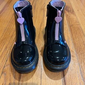 Dr. Martens Black and Pink Boots with Heart Details